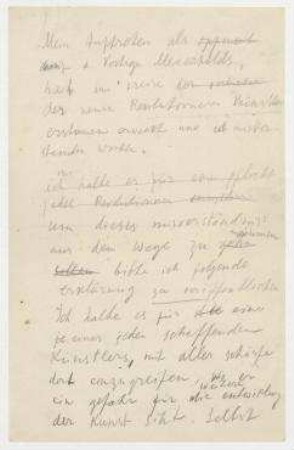 [Mein Auftreten als...]. unbetiteltes Manuskript (deutsch) über Kunst und Revolution.