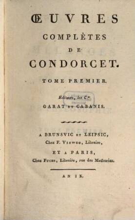 Oeuvres complètes de Condorcet. 1