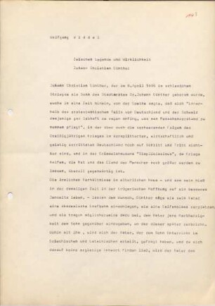 [W133]: Zwischen Legende und Wirklichkeit. : Johann Christian Günther