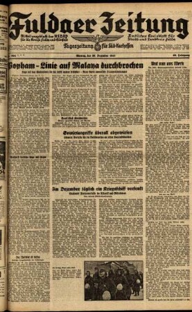 Ausgabe vom Montag, den 29. Dezember 1941.