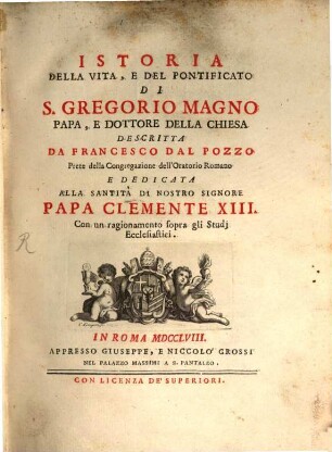 Historia della vita di S. Gregorio M. Papa