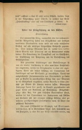 271-287, Ueber die Kriegführung an den Küsten. Einleitung. I. Kapitel.