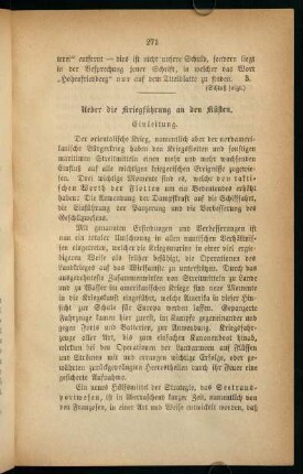 271-287, Ueber die Kriegführung an den Küsten. Einleitung. I. Kapitel.