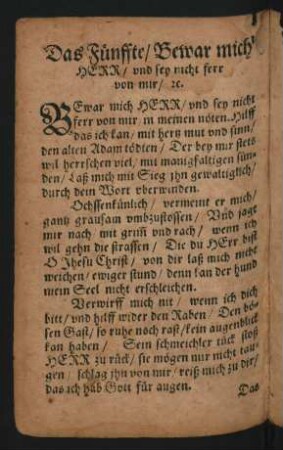 Das Fünffte/ Bewar mich || HERR/ vnd sey nicht ferr || von mir/ [et]c. ||