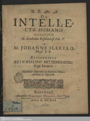 De Intellectu Humano Disputatio
