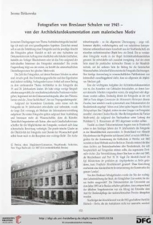 Fotografien von Breslauer Schulen vor 1945 - von der Architekturdokumentation zum malerischen Motiv
