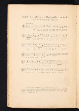 Melodie des "Abendton Nachtigall's" zu S. 18 [Noten]
