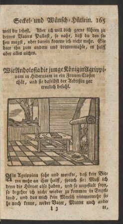 Wie Andolosia die junge Königin Agrippinam in Hiberniam in ein Frauen-Closter thät ...