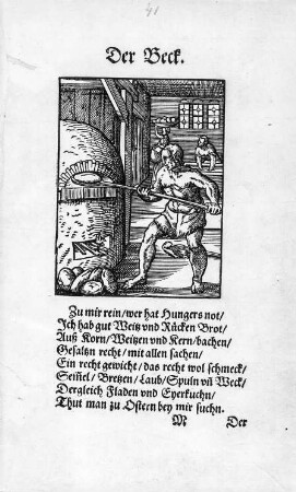 Amman, Jost: Der Münzmeister. Holzschnitt; 164 x 115 mm (Blattgröße). Aus: Sachs, Hans: Eygentliche Beschreibung Aller Stände auff Erden. Hoher vnd Nidriger, Geistlicher vnd Weltlicher, Aller Künsten, Handwercken vnd Händeln, [et]c. vom grösten biß zum kleinesten, Auch von jarem Ursprung, Erfindung vnd gebreuchen. Franckfurt am Mayn: Sigmund Feyerabend, 1568. Dresden: SLUB Lit.Germ.rec.B.2039