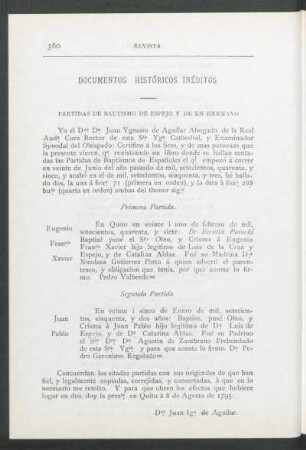 Documentos históricos inéditos