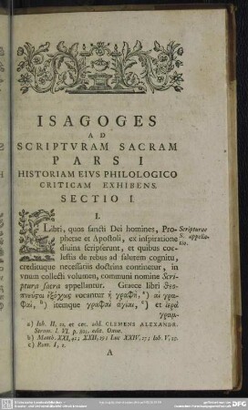 Pars I Historiam Eius Philologico Criticam Exhibens