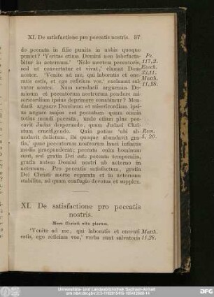XI. De satisfactione pro peccatis nostris.