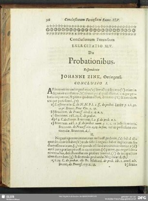 Conclusionum Forensium Exercitatio XLV. De Probationibus