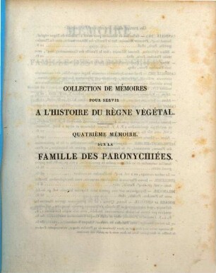 Mémoire sur la famille des Paronychiées