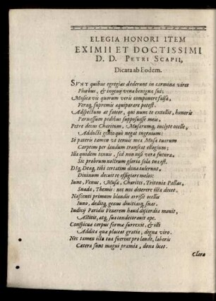 Elegia Honori Item Eximii Et Doctissimi D. D. Petri Scapii ...