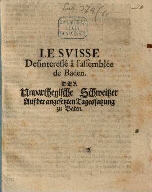 Le Suisse desinteressé à l'assemblée de Baden