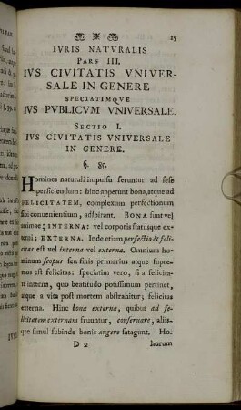 Ius Naturalis Pars III. Ius Civitatis Universale in Genere Speciatimque Ius Publicum Universale.