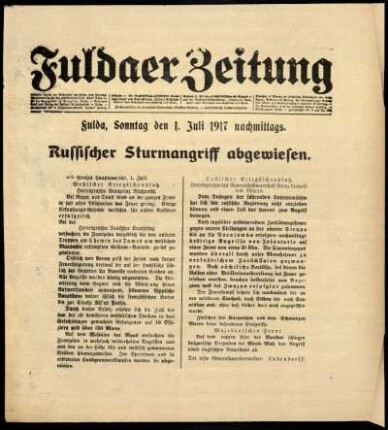 Ausgabe vom Sonntag, den 01. Juli 1917.