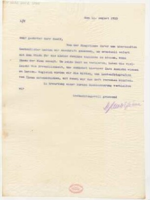 Brief an Rudolf Käser : 11.08.1915