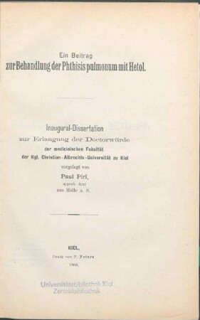 Ein Beitrag zur Behandlung der Phthisis pulmonum mit Hetol