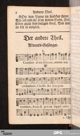 Der andere Theil. Advents-Gesänger.