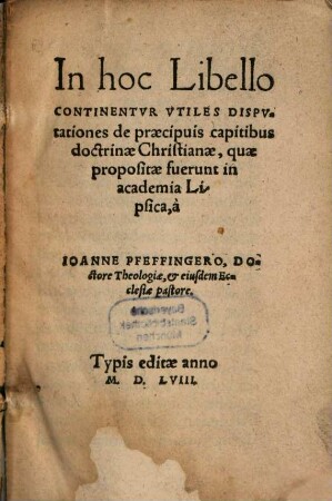 Disputationes de praecipuis capitibus doctrinae christianae