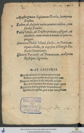 Ad Lectores