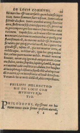 Philippi Melancthonis De Locis Communibus Ratio.