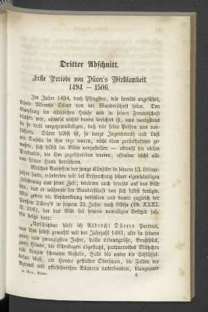 Dritter Abschnitt. Erste Periode von Dürer's Wirksamkeit. 1494-1506.