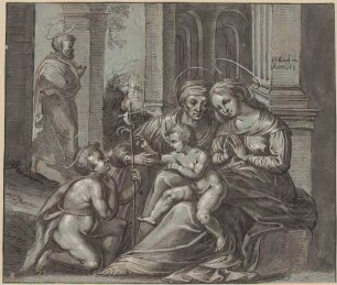 Die Heilige Familie (nach Raffaels "Madonna del Divino Amore", heute in Neapel, Museo di Capodimonte)