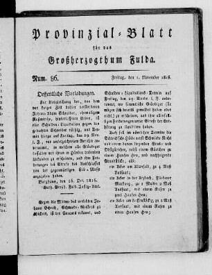 Num. 86., Ausgabe vom 1. November 1816