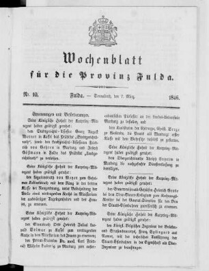 Nr. 10, Ausgabe vom 7. März 1846