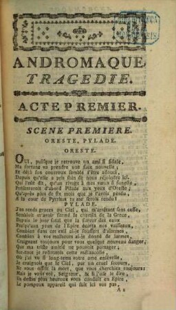 Andromaque : Tragédie en cinq actes, et en vers