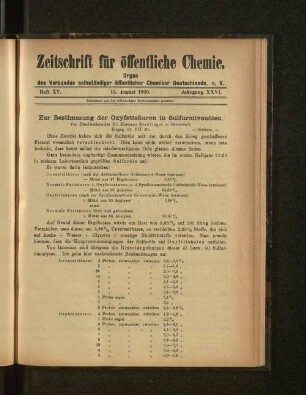 Heft XV, Jahrgang XXVI