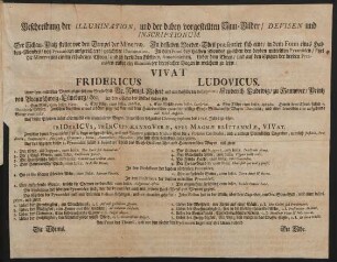 Beschreibung der Illumination, und der dabey vorgestellten Sinn-Bilder, Devisen und Inscriptionum