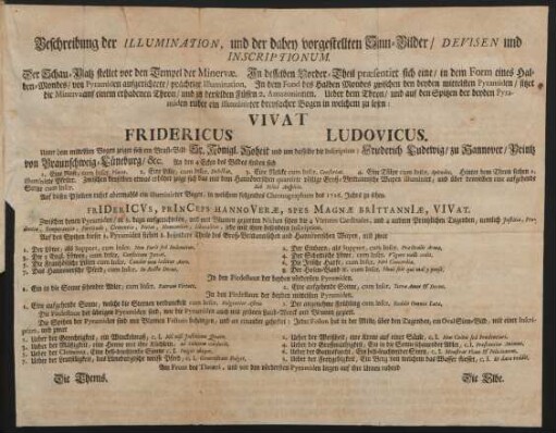 Beschreibung der Illumination, und der dabey vorgestellten Sinn-Bilder, Devisen und Inscriptionum