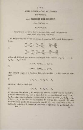 Sulle perturbazioni planetarie monografia (Cont. Vedi pag. 152).