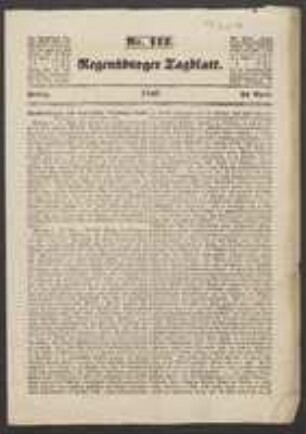 Rechenschaft über öffentliche Gelder [in Regensburger Tagblatt, Nr.112, S.578-579]