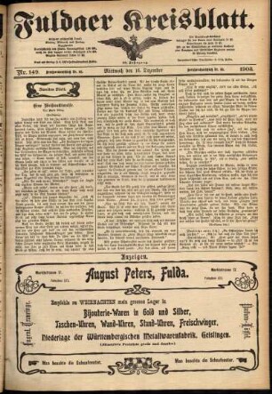 Zweite Ausgabe vom Mittwoch, den 16. Dezember 1903.