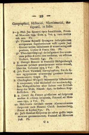 Geographici, Historici, Numismatici, Antiquarii in folio.