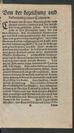 Von der bezeichung und bedeutung eines Cometen.