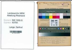 Entnazifizierung Gertrud Lange, geb. 12.06.1899 (Hausangest.)