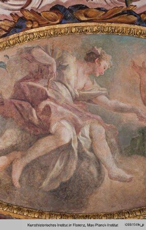 Apoll als Sonnengott zwischen Allegorien der vier Elemente : Allegorie der Luft & Juno und Jupiter