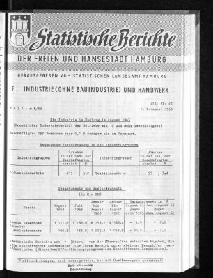 Die Industrie in Hamburg im August 1963 : Lfd. Nr. 24