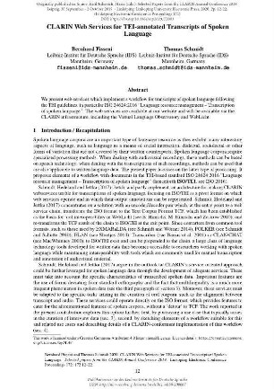 CLARIN Web Services for TEI-annotated Transcripts of Spoken Language