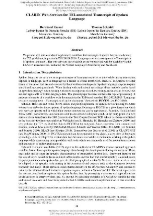 CLARIN Web Services for TEI-annotated Transcripts of Spoken Language