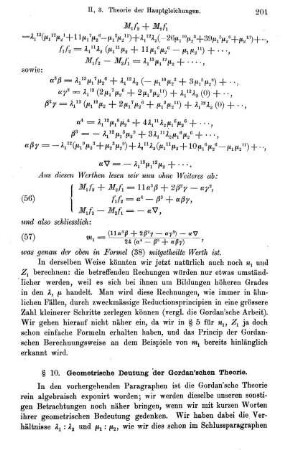 § 10. Geometrische Deutung der Gordan'schen Theorie.