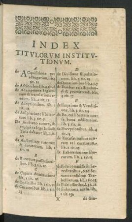 Index Titulorum Institutionum.