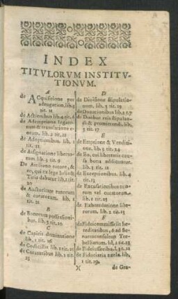 Index Titulorum Institutionum.