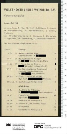 Beilage zum Programm 2. Semester 1966/1967